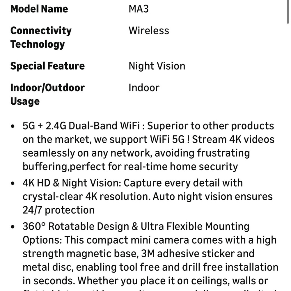 5G Mini Black Security Camera - Picture 4 of 5